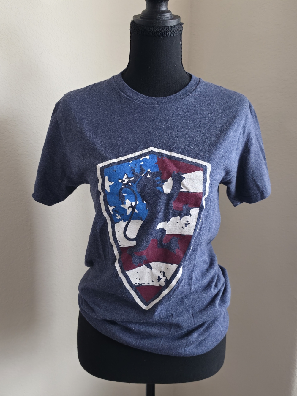 MV Sport Flagler College Heather Blue Patriotic Crewneck T-Shirt